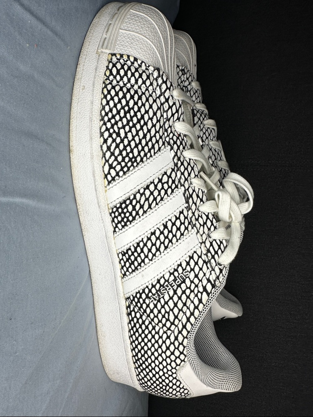 adidas White and Black Patterned Sneakers (no box)